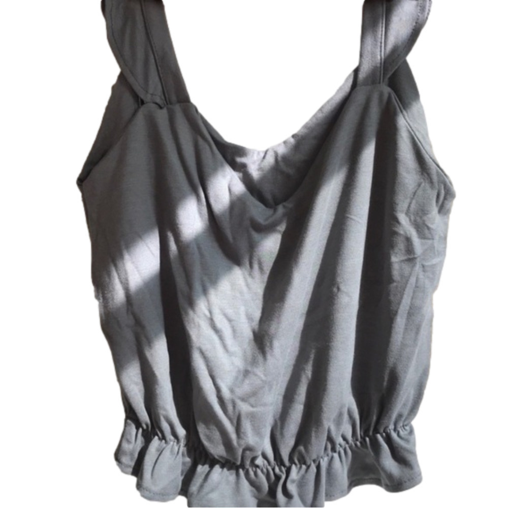 NWT Cotton Sleeveless V-Neck Crop Top with Flared Hem